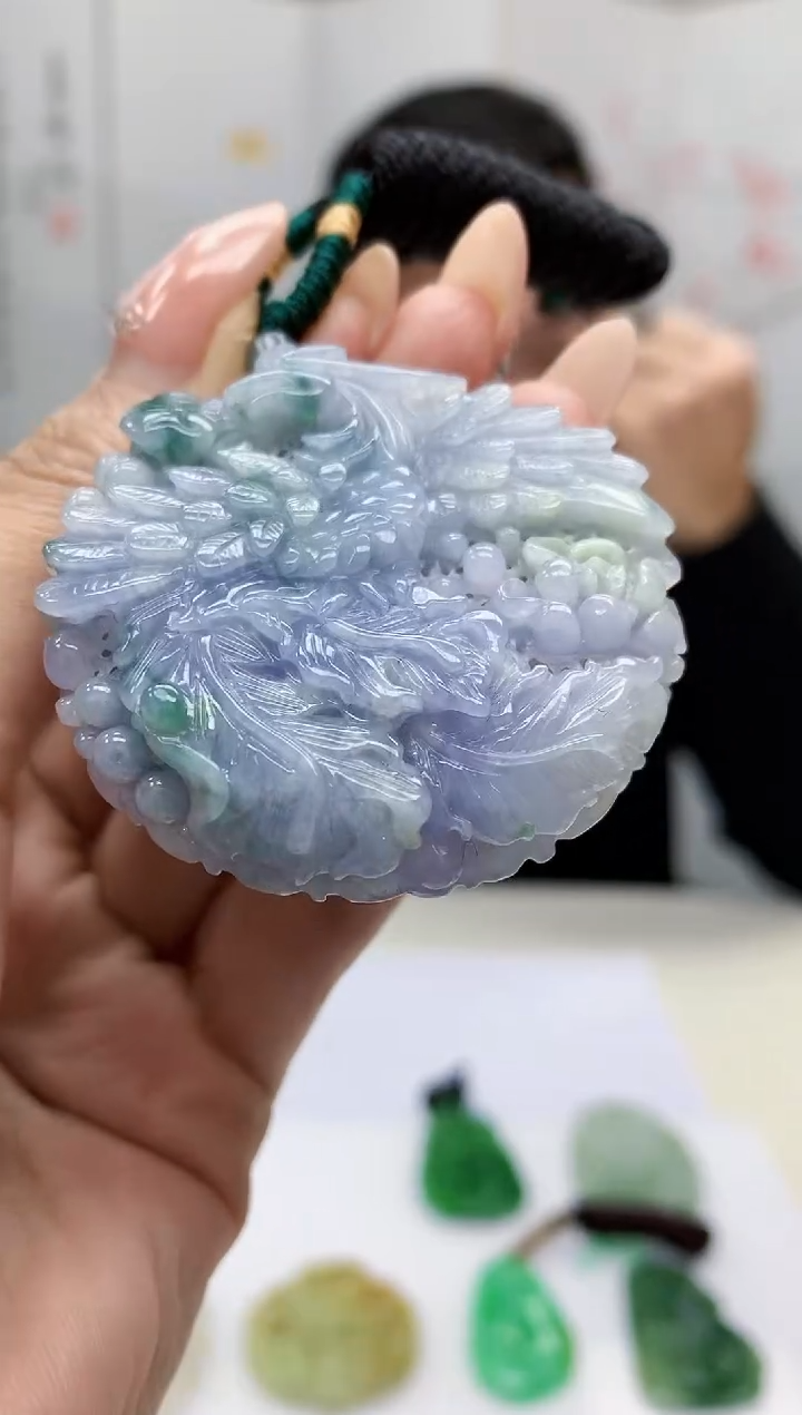 【闪购商品】定制翡翠未镶嵌5152MM-毛货挂件86