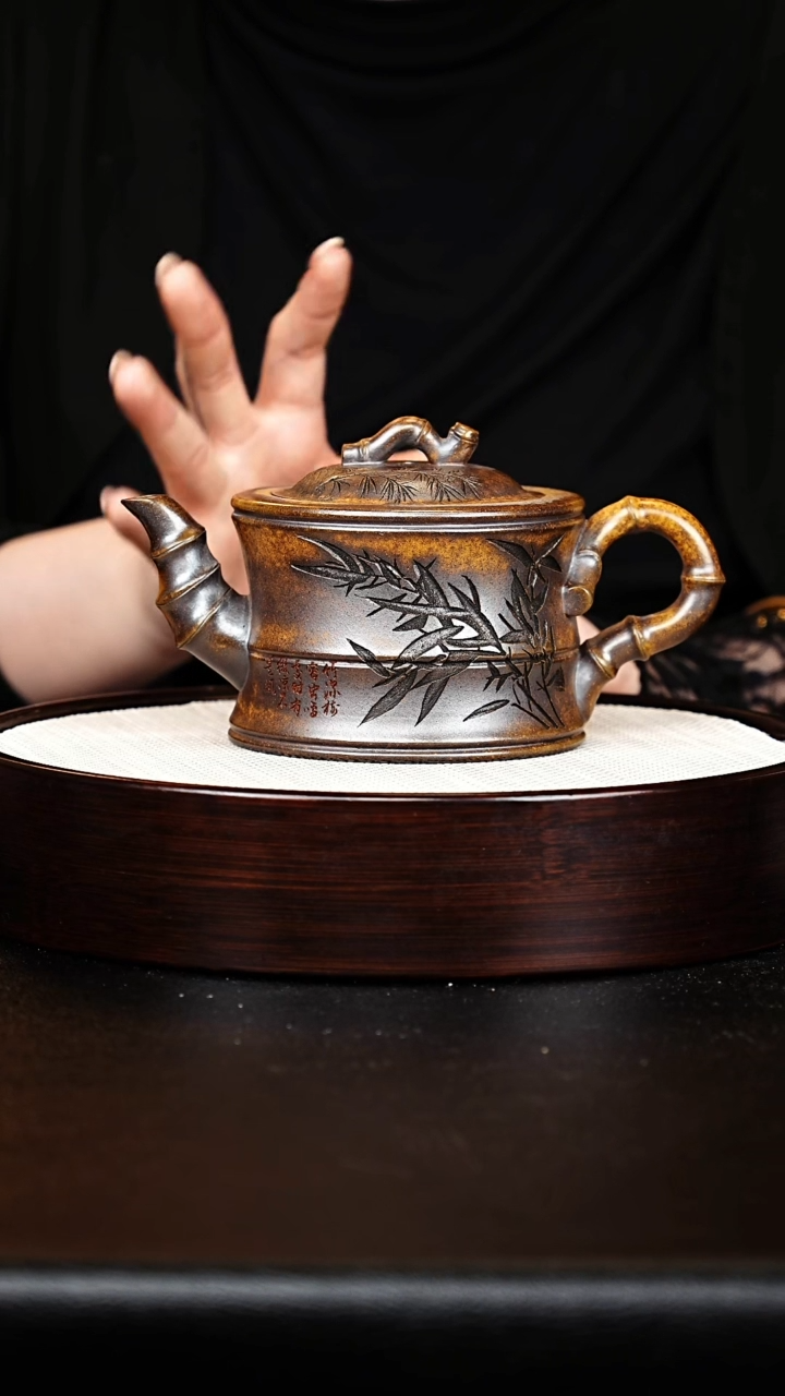 茶壶紫砂竹鼎壶