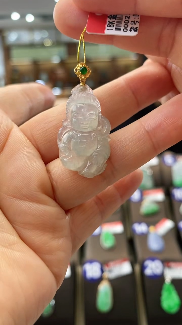 【闪购商品】翡翠颈饰18K金镶嵌宝宝佛