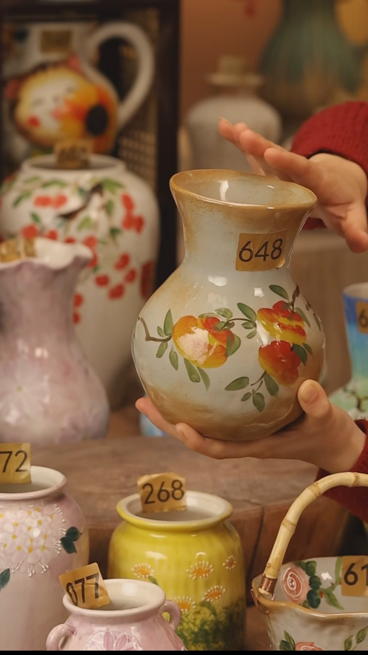 陶瓷景德镇设计师手作花器摆件侘寂风@M648@