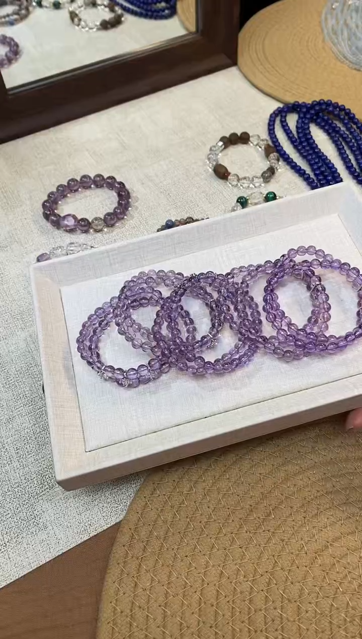 合金手链水晶《星轨》玻利维亚紫晶设计款手串双圈6-7mm多样性发一