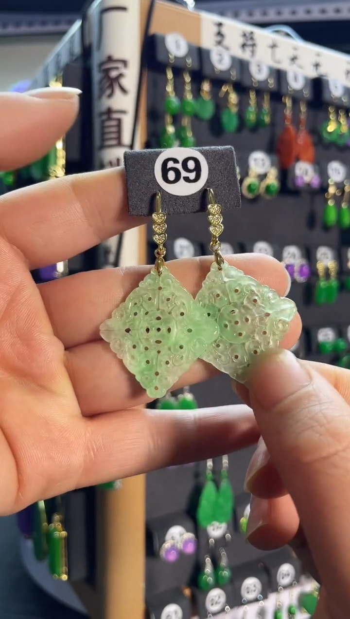 【闪购商品】翡翠耳饰银S925镶嵌老69...