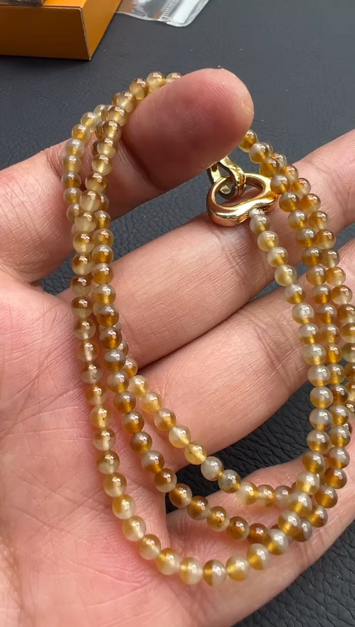 颈饰18K金镶嵌翡翠珠链