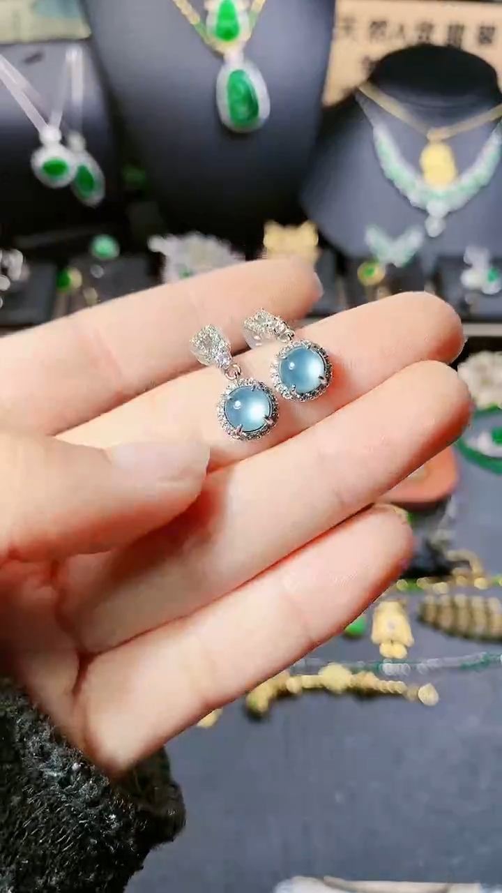 【闪购商品】翡翠耳饰银S925镶嵌耳饰