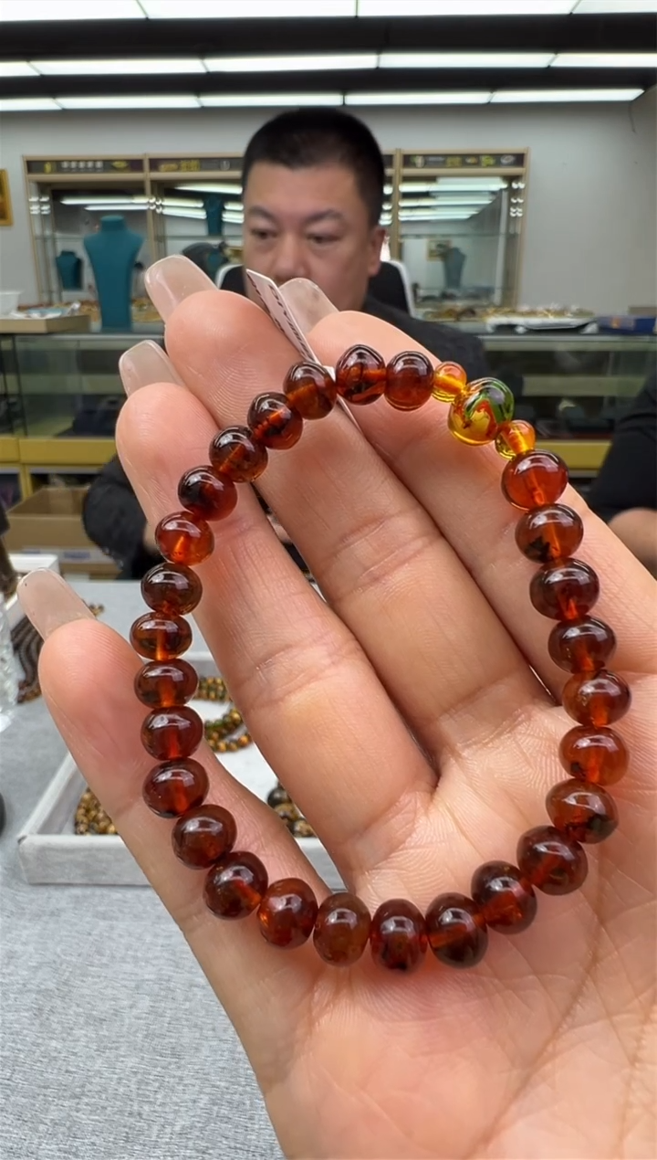 【闪购商品】琥珀手链未镶嵌12秒拍号