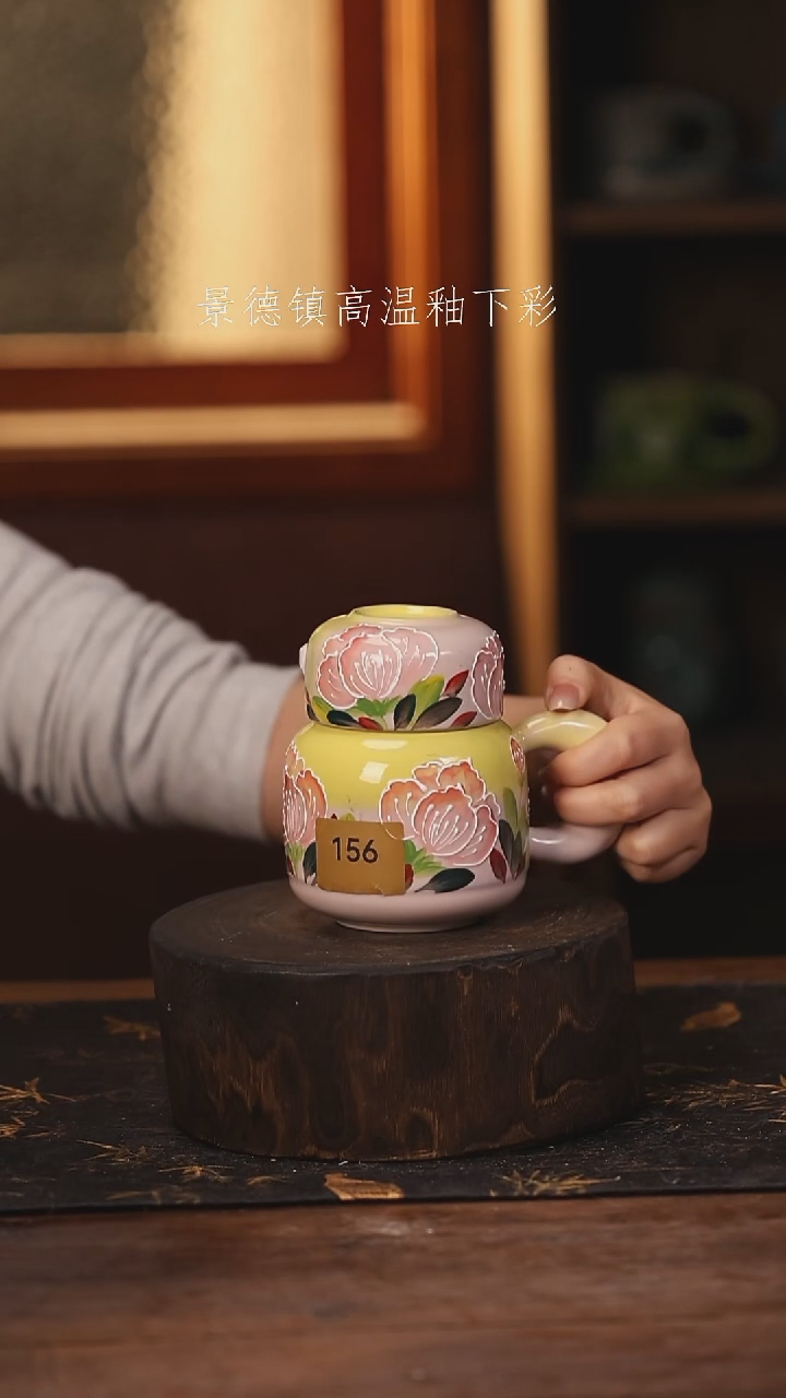 陶瓷 景德镇高温釉下手绘陶瓷@L156@