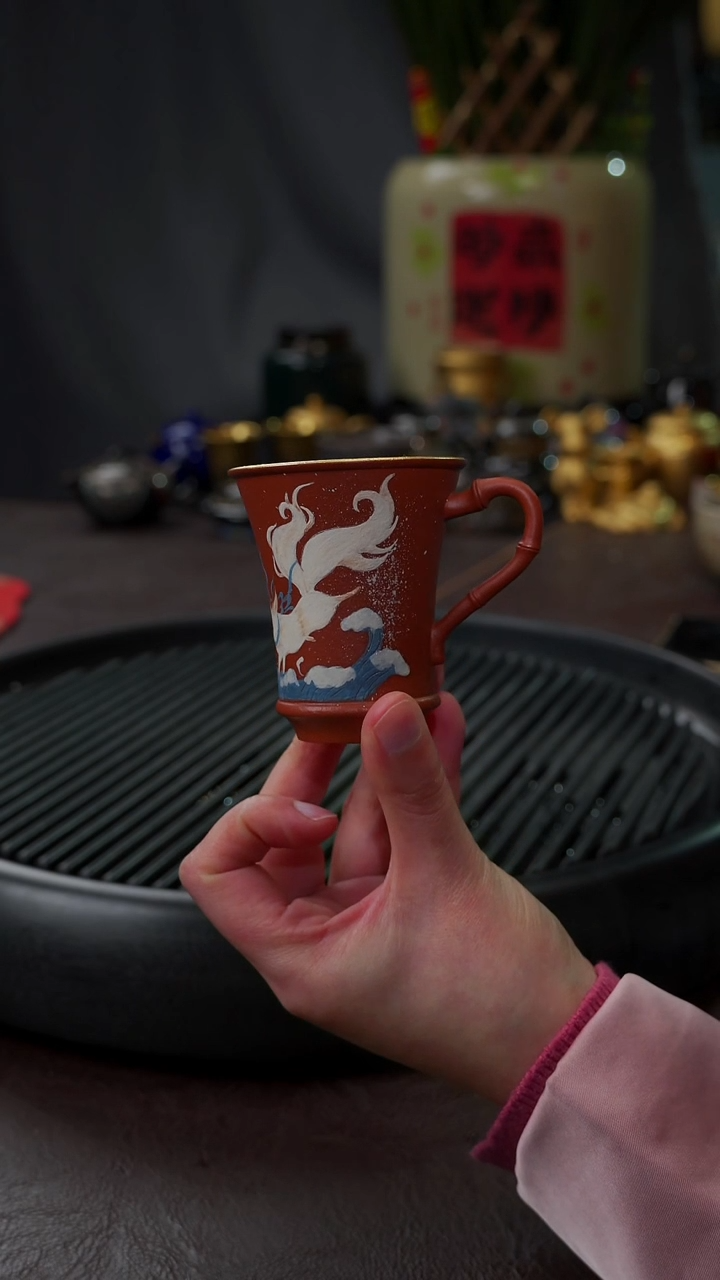 【闪购商品】杯【宜景窑紫砂鎏金】敦煌九尾狐杯