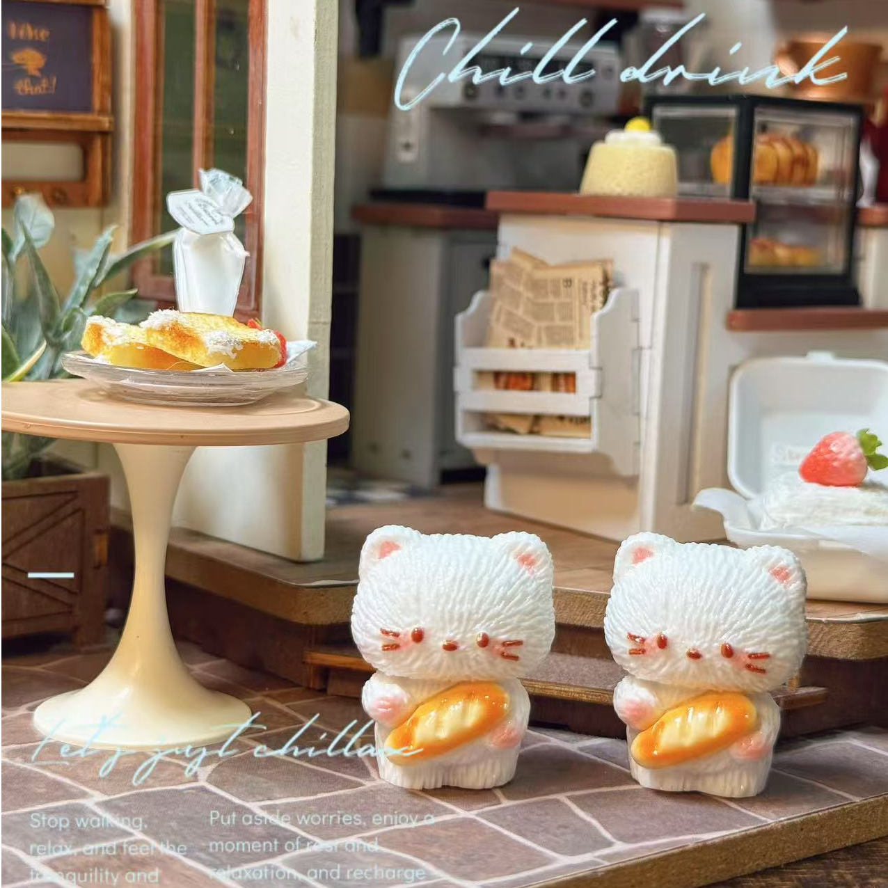 【开芯定制】法棍猫 高品树脂仿真食玩 树脂DIY配件摆件