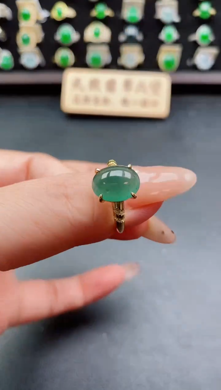 银S925镶嵌戒指翡翠1
