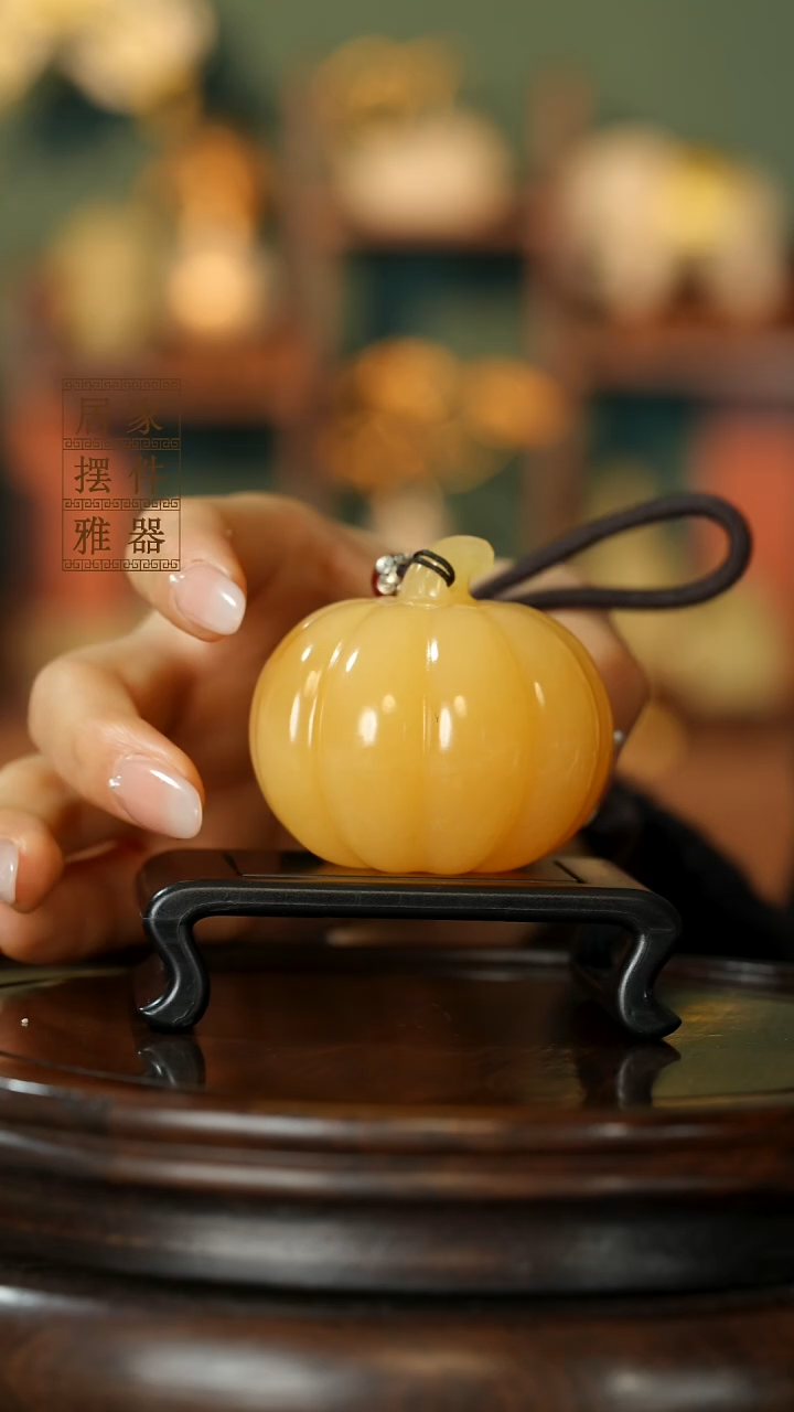 玉《福运南瓜》手把件摆件