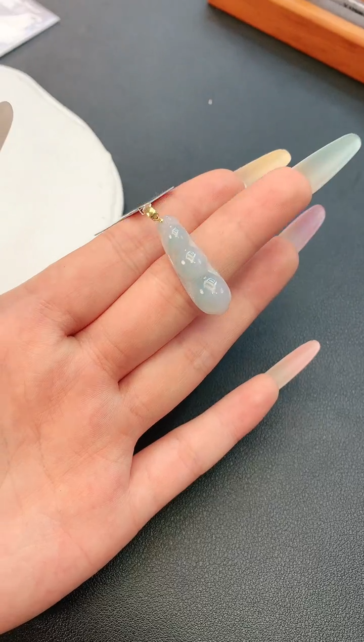 翡翠18K金镶嵌颈饰赠礼盒证书 乐乐