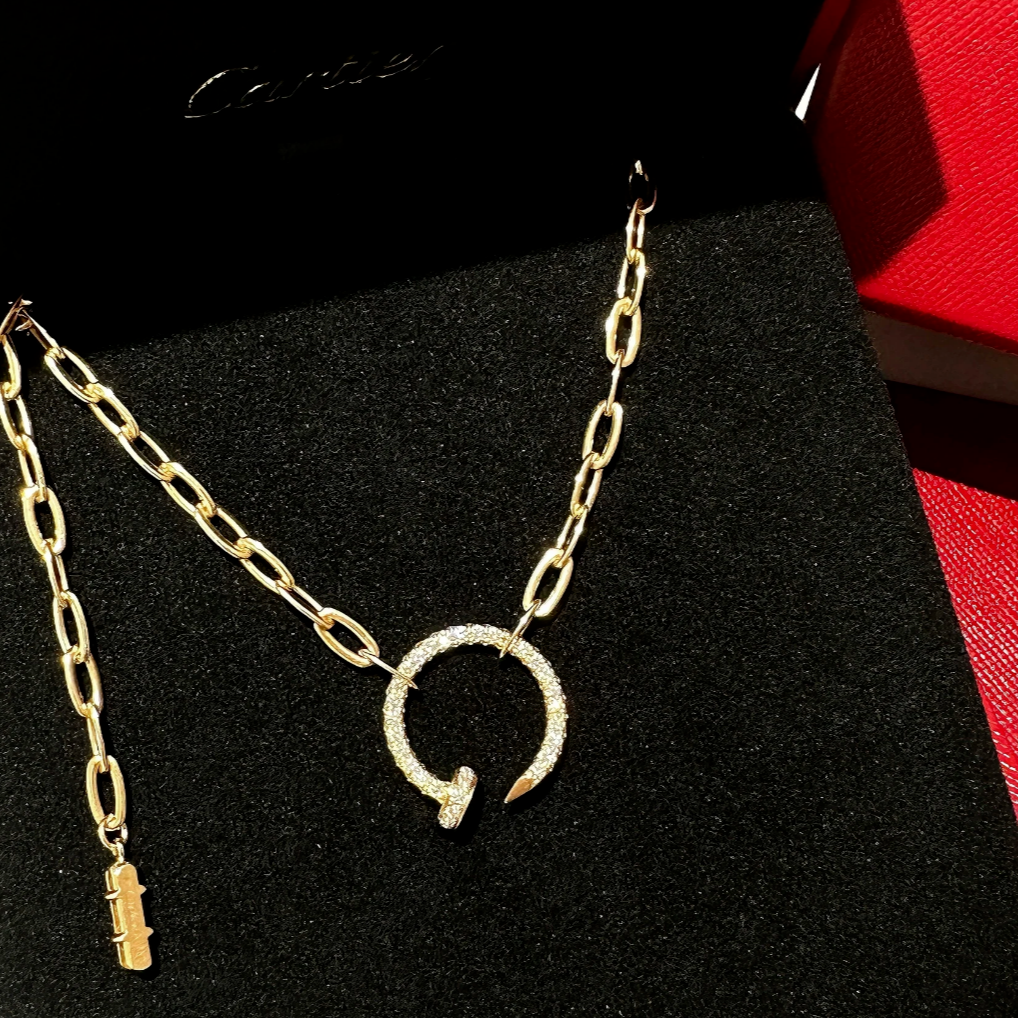 99新 Cartier/卡地亚 【欢欢活动】斯巴达 钉子 18K玫瑰金满钻 项链