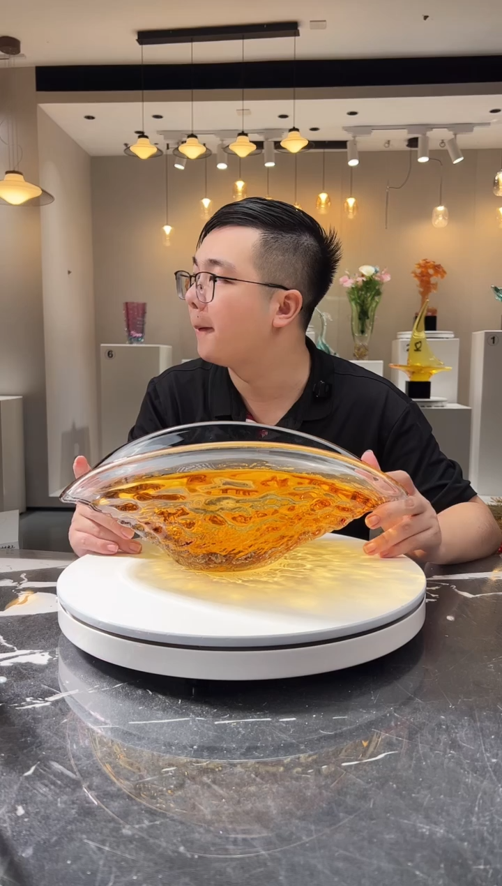 摆件巴比特美学-金色冰川纹艺术果盘