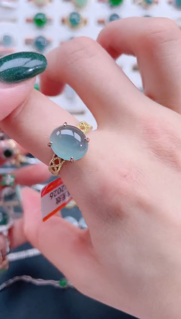 银S925镶嵌戒指翡翠天然翡翠