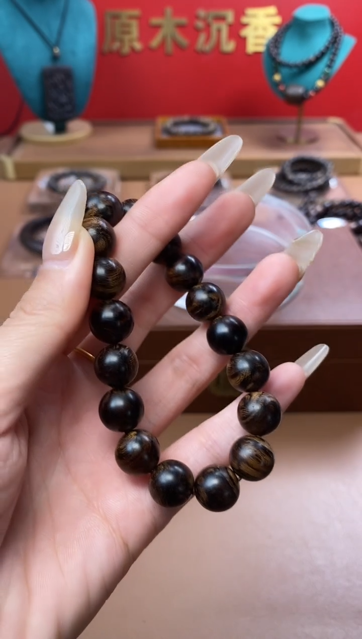 【闪购商品】沉香手串Y沉水越南芽庄白棋楠瘿子留疤12单圈