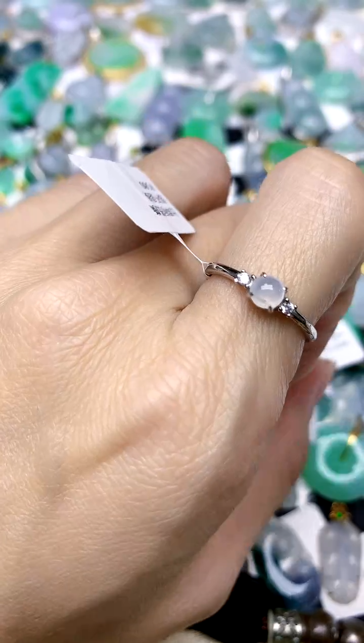 银S925镶嵌戒指翡翠天然A货翡翠