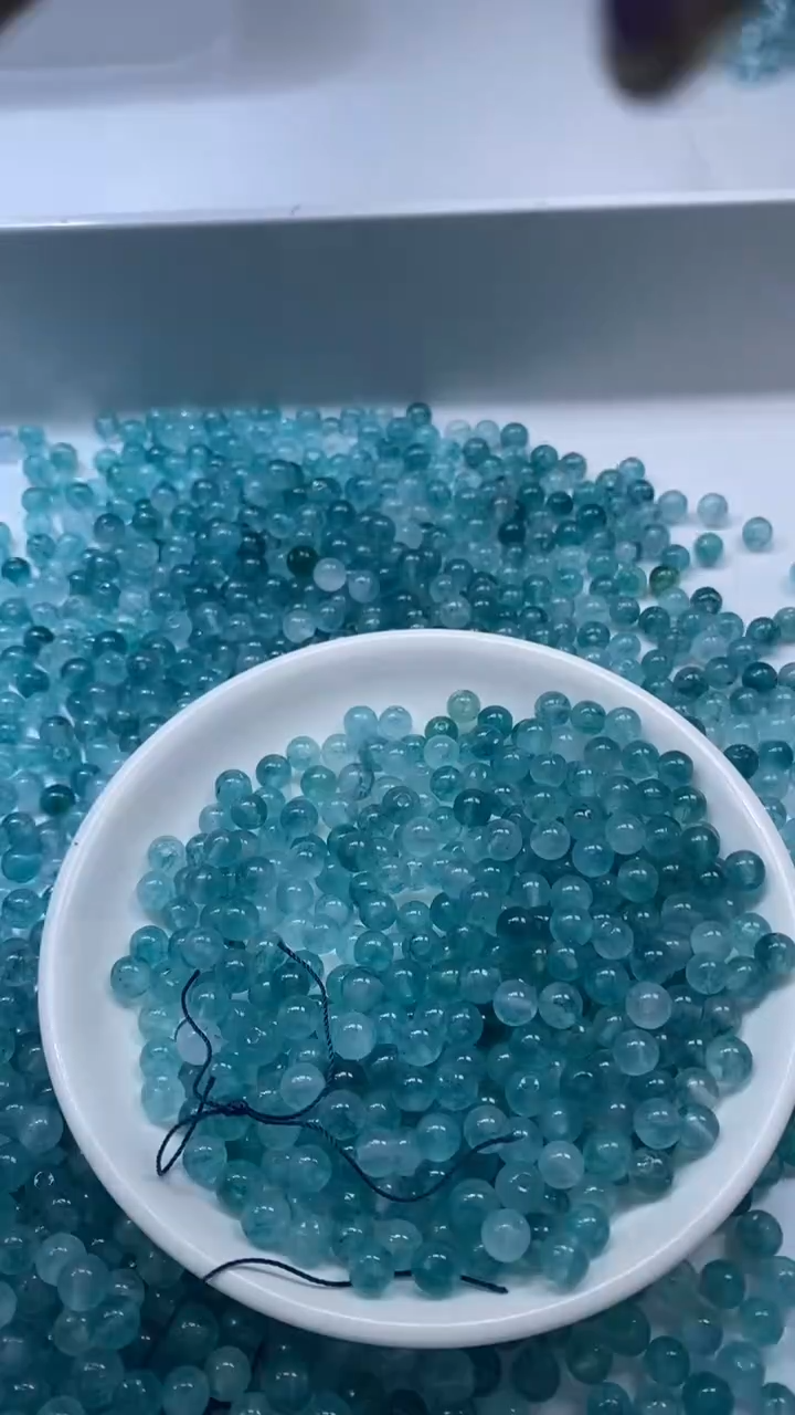 颈饰未镶嵌水晶W2986-蓝色碧玺6mm*30颗