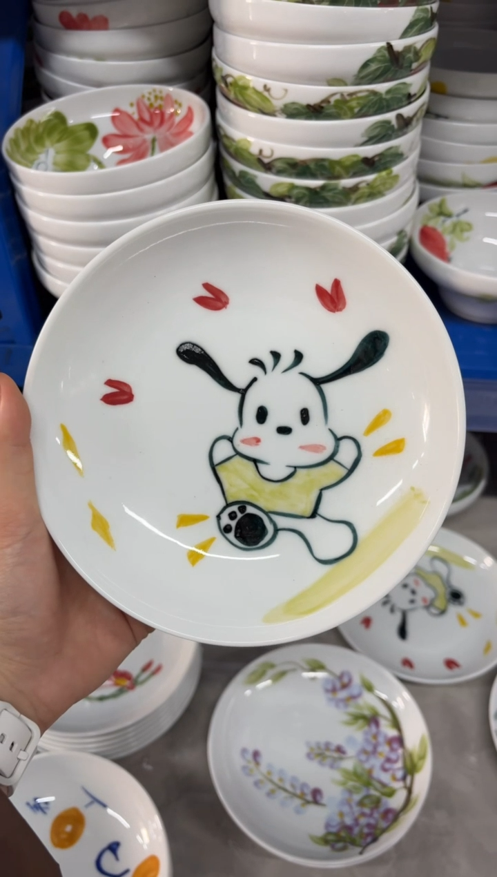 瓷片景德镇高温陶瓷食品级手绘釉中彩-浅盘