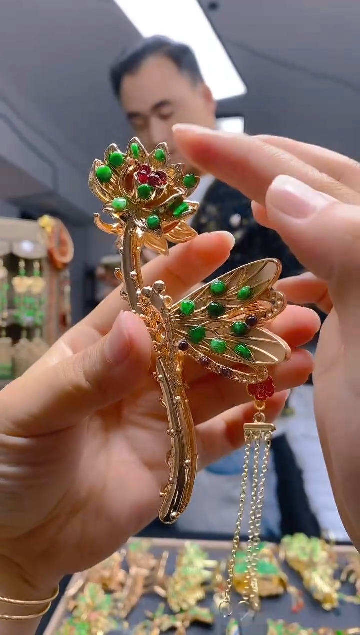 【闪购商品】翡翠耳饰合金292翡翠发簪