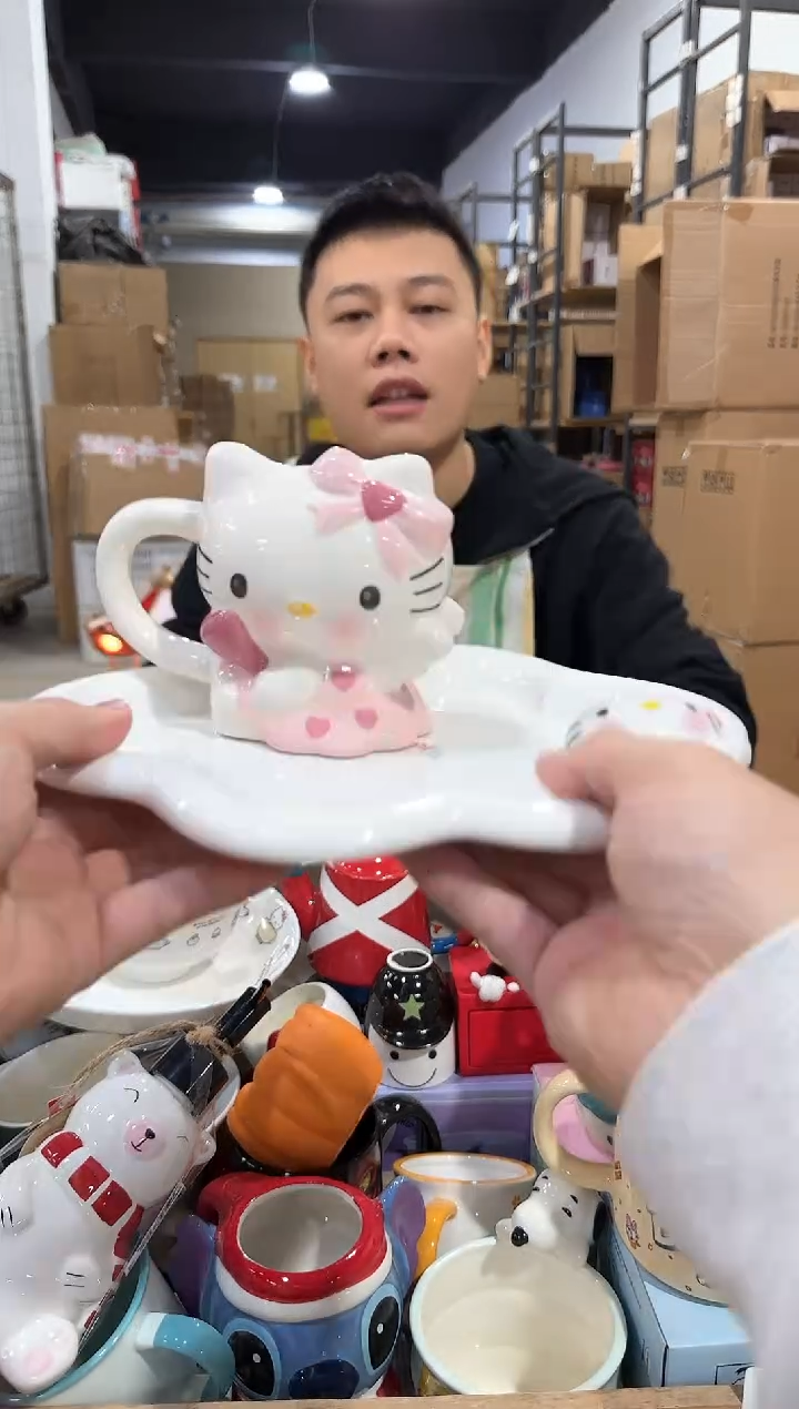 瓷片原盒kt猫天使一杯一碟