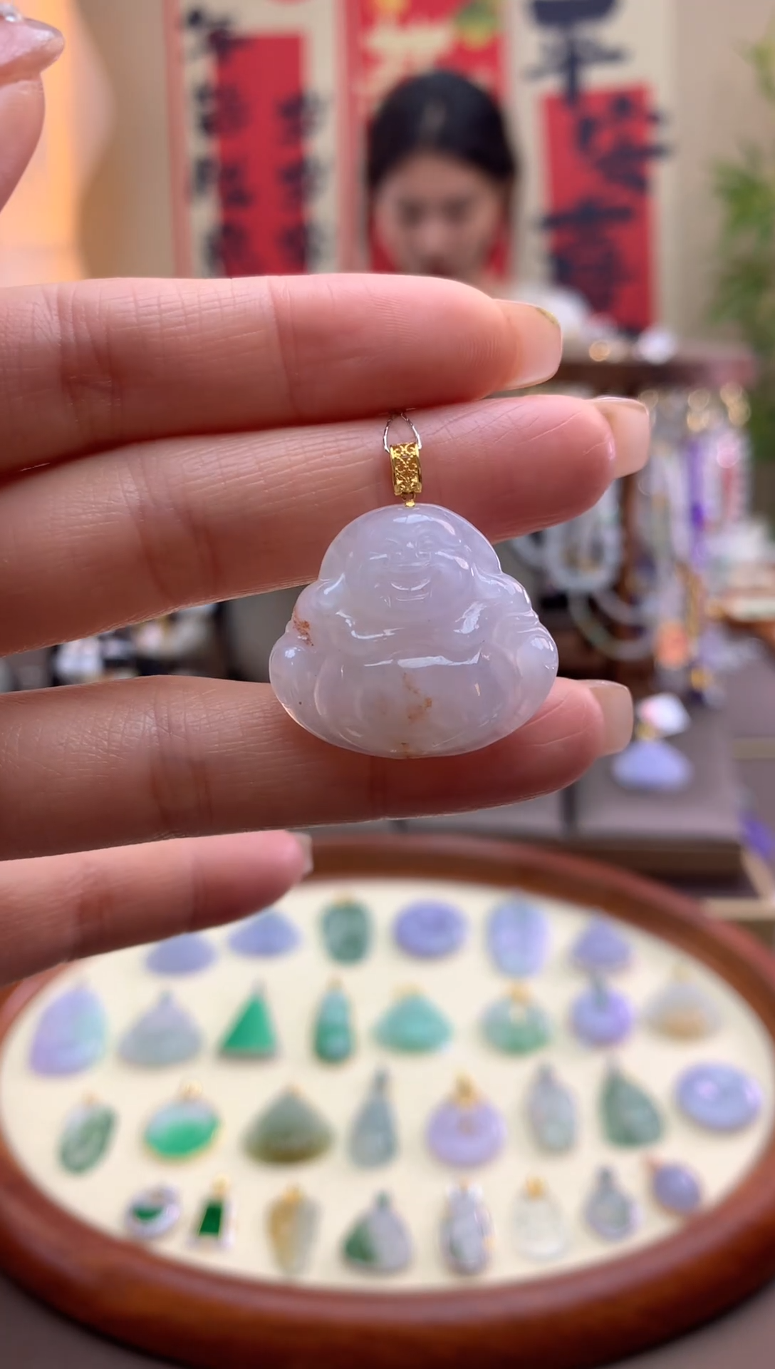 【闪购商品】翡翠颈饰18K金镶嵌佛公