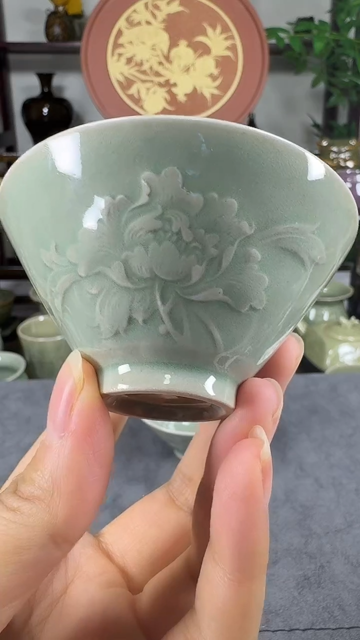 微瑕福利 牡丹花 斗笠盏【两只】