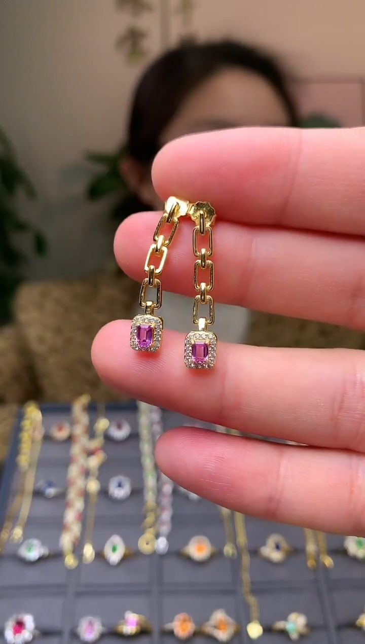 耳饰蓝宝石银S925镶嵌耳饰