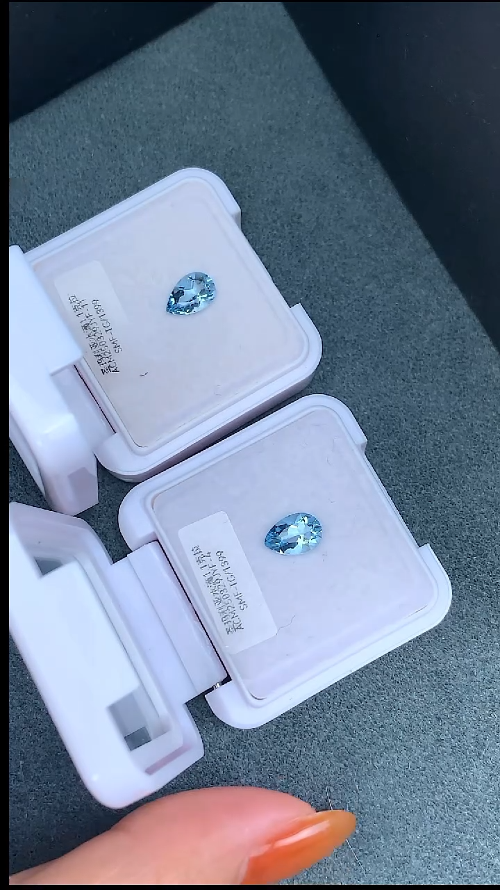 裸石海蓝宝石2.2克拉配对