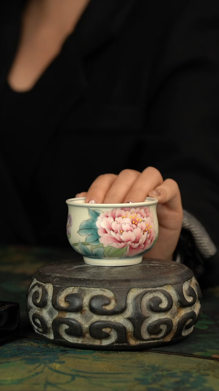 【闪购商品】瓷片初六好物分享@@牡丹花杯