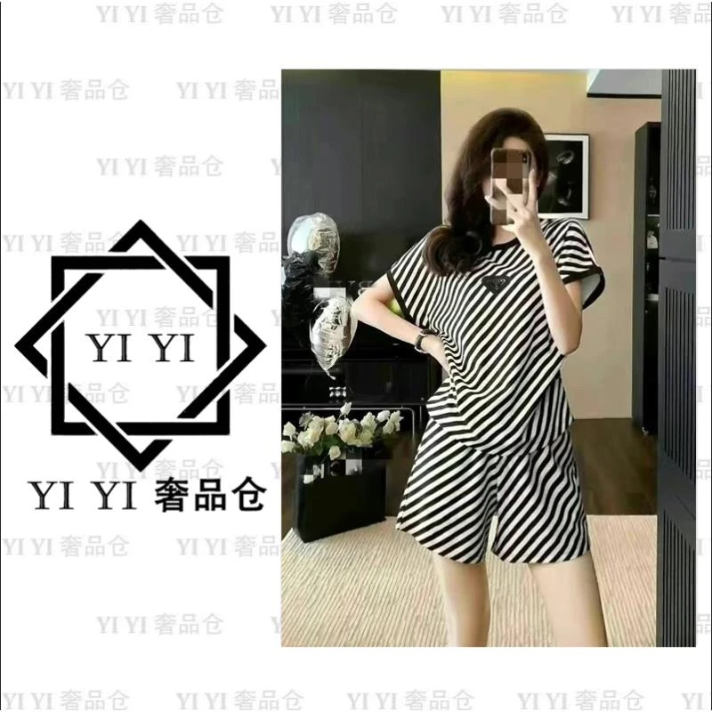 （YI YI/奢品）休闲运动套装简约舒适印花时尚气质宽松百搭黑色提花