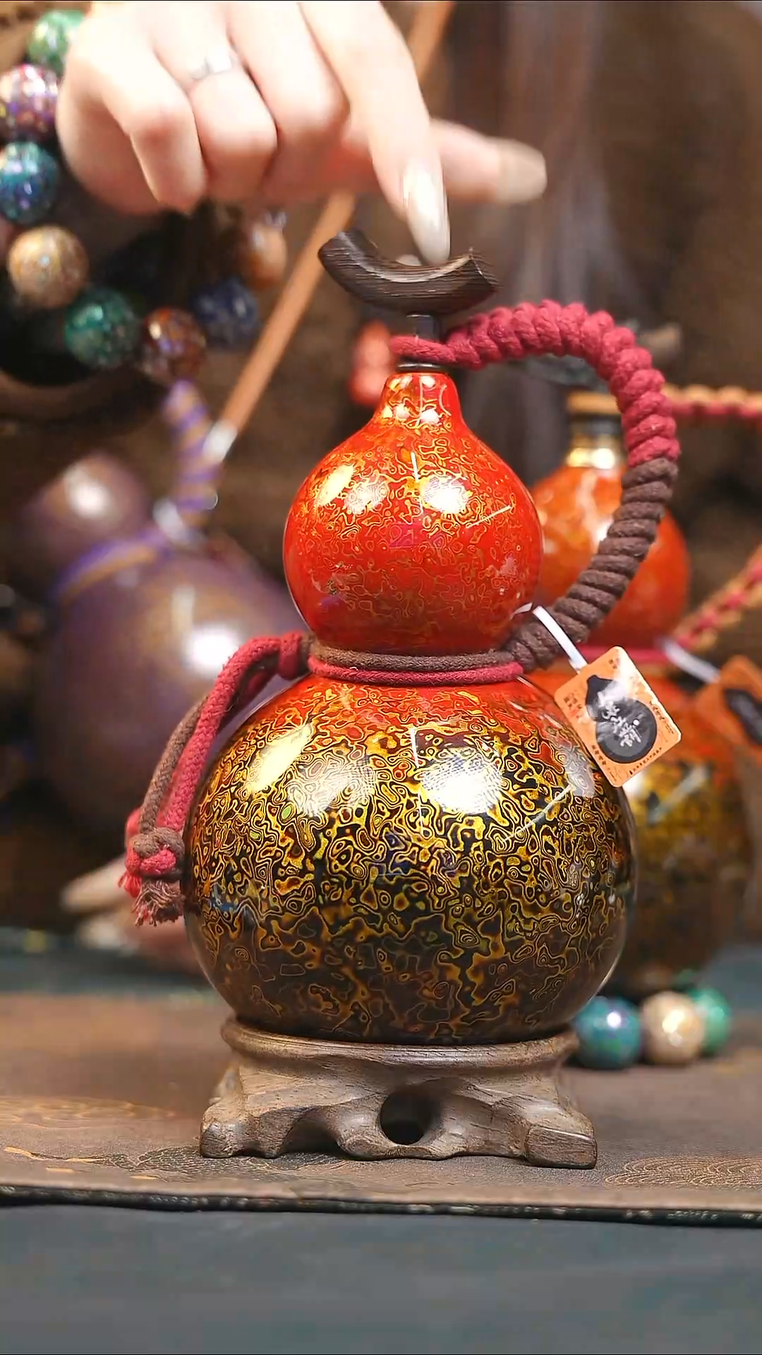 【闪购商品】XF192漆艺酒葫芦不包手串及旋转底座