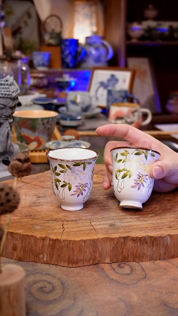 杯子紫藤花手工手绘手工手绘