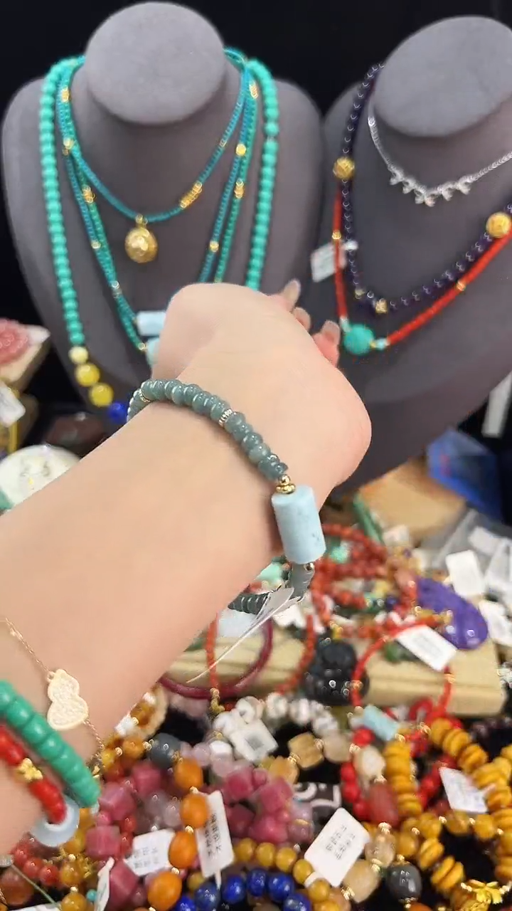 【闪购商品】翡翠手链银S925镶嵌手串