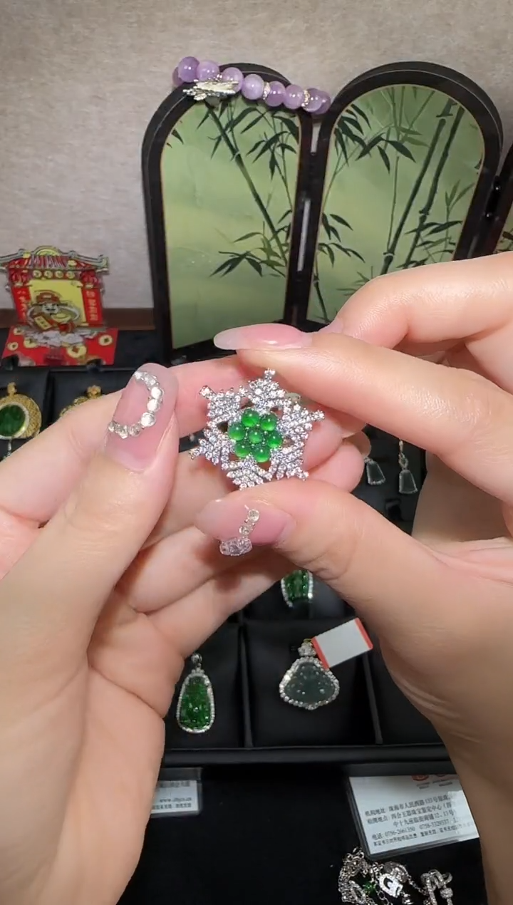 无吊坠925银阳绿雪花吊坠