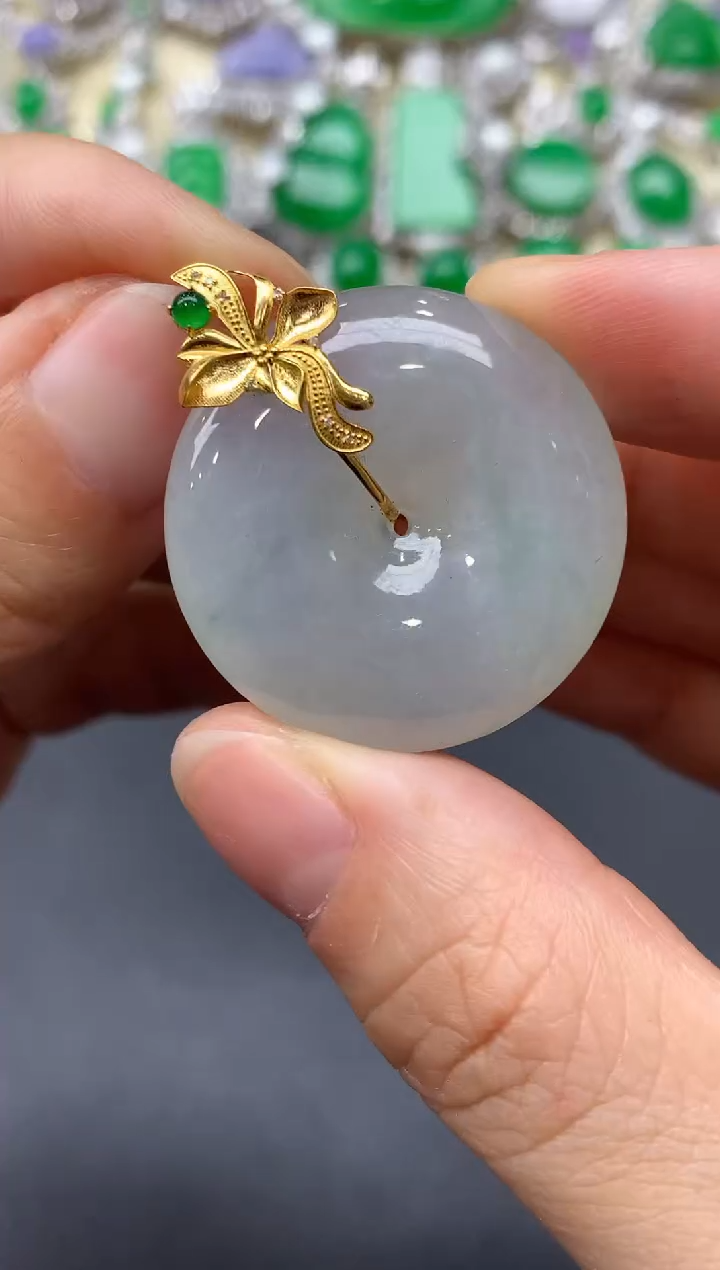 颈饰18K金镶嵌翡翠144-中国好珍宝