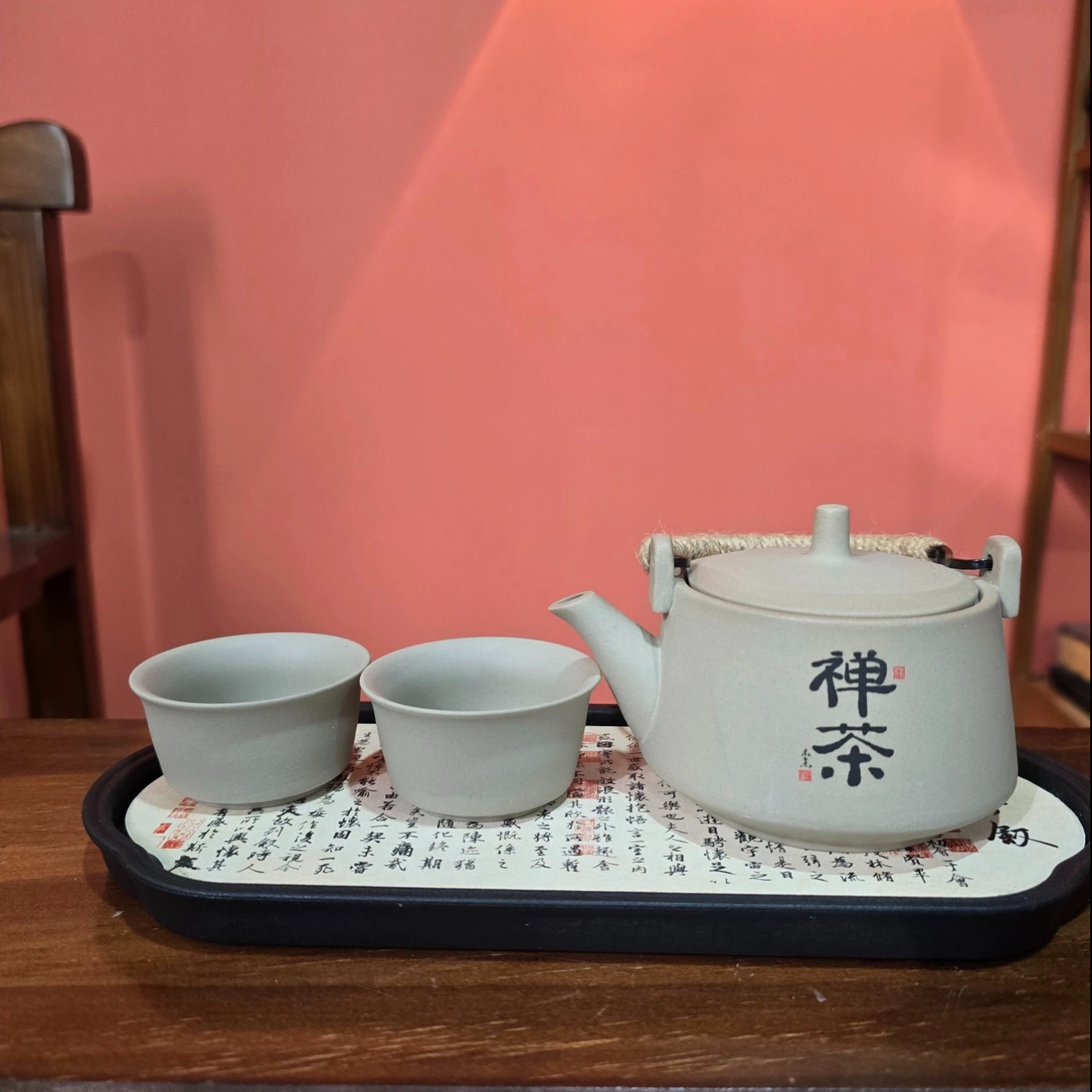 粗陶 禅茶 提梁壶一壶四杯小套装家用简约功夫茶具套装茶道中式