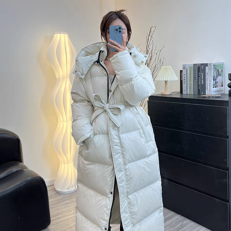 长款大被子90白鸭绒羽绒服女长到裹脚羽绒外套