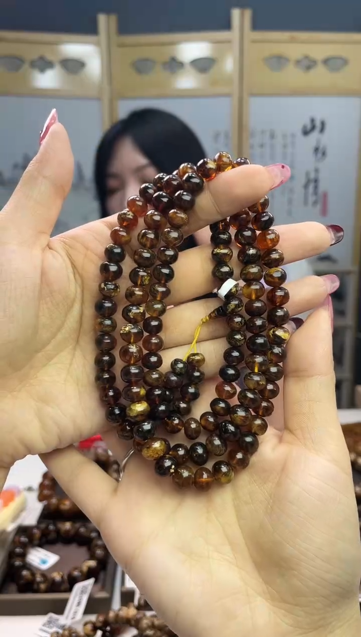 【闪购商品】琥珀裸石未镶嵌8+血蜡妖花108