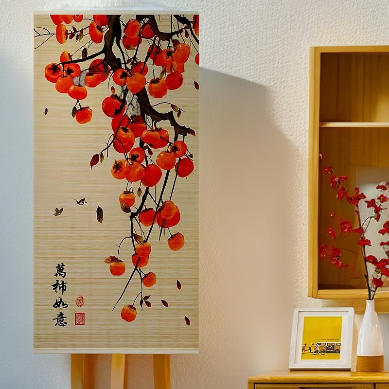 【柿柿如意】高端新中式沙发背景墙装饰玄关书房茶室竹编画非遗竹画