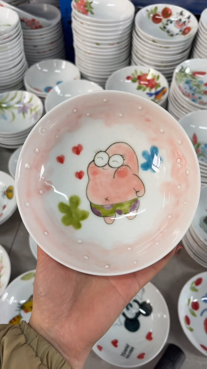 瓷片景德镇高温陶瓷食品级手绘釉中彩-小胖碗