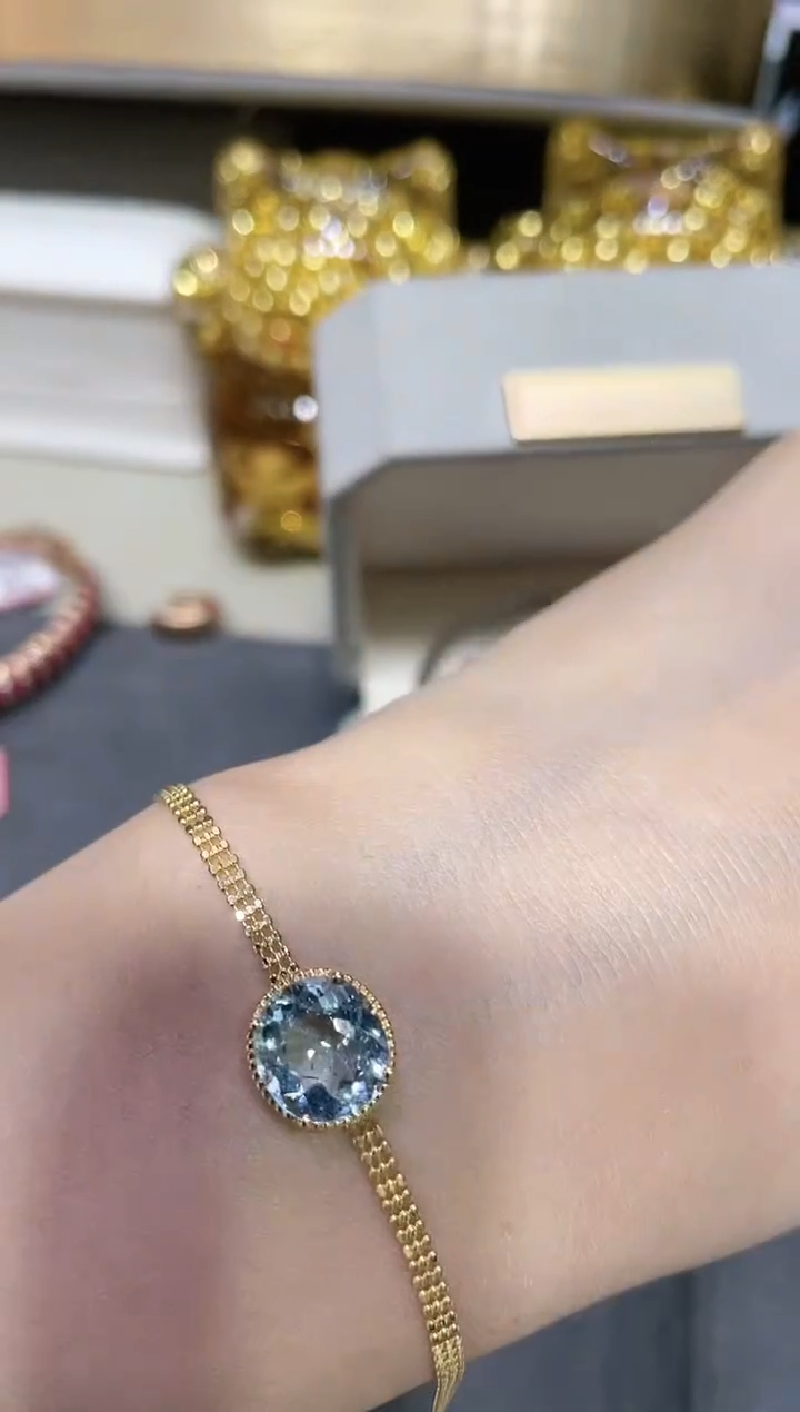 【闪购商品】海蓝宝石手链18K金镶嵌·