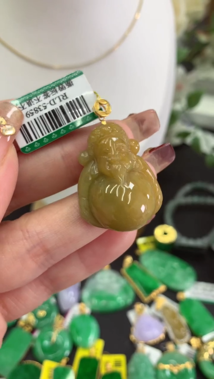 【闪购商品】翡翠吊坠(不含链)18K金镶嵌挂件