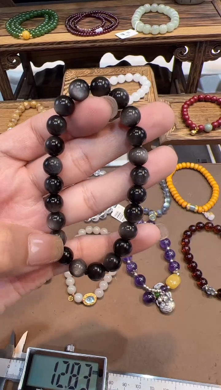 【闪购商品】黑曜岩手链未镶嵌@@手饰