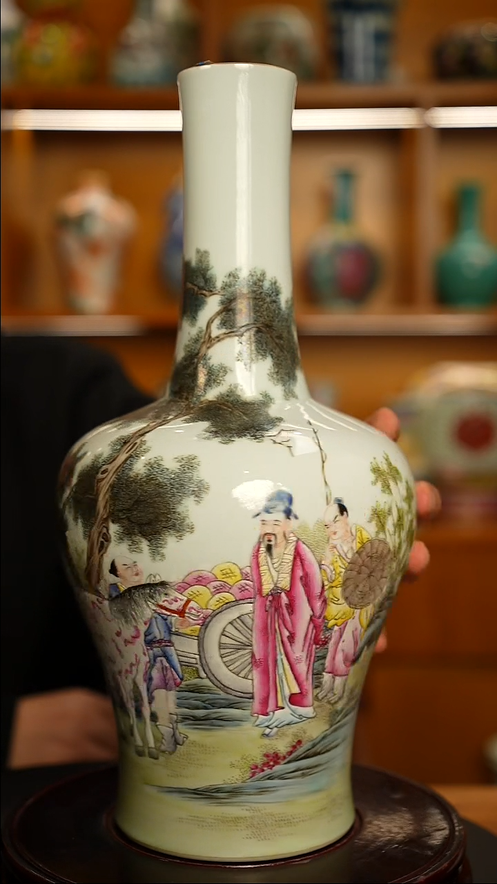 其他瓷江**雨粉彩人物摇铃尊