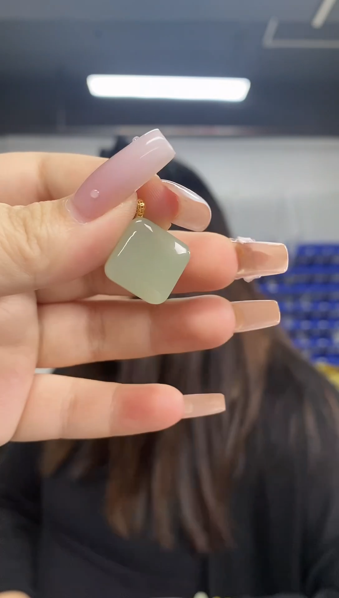 和田玉18K金镶嵌吊坠(不含链)多样性发其一颜色微差