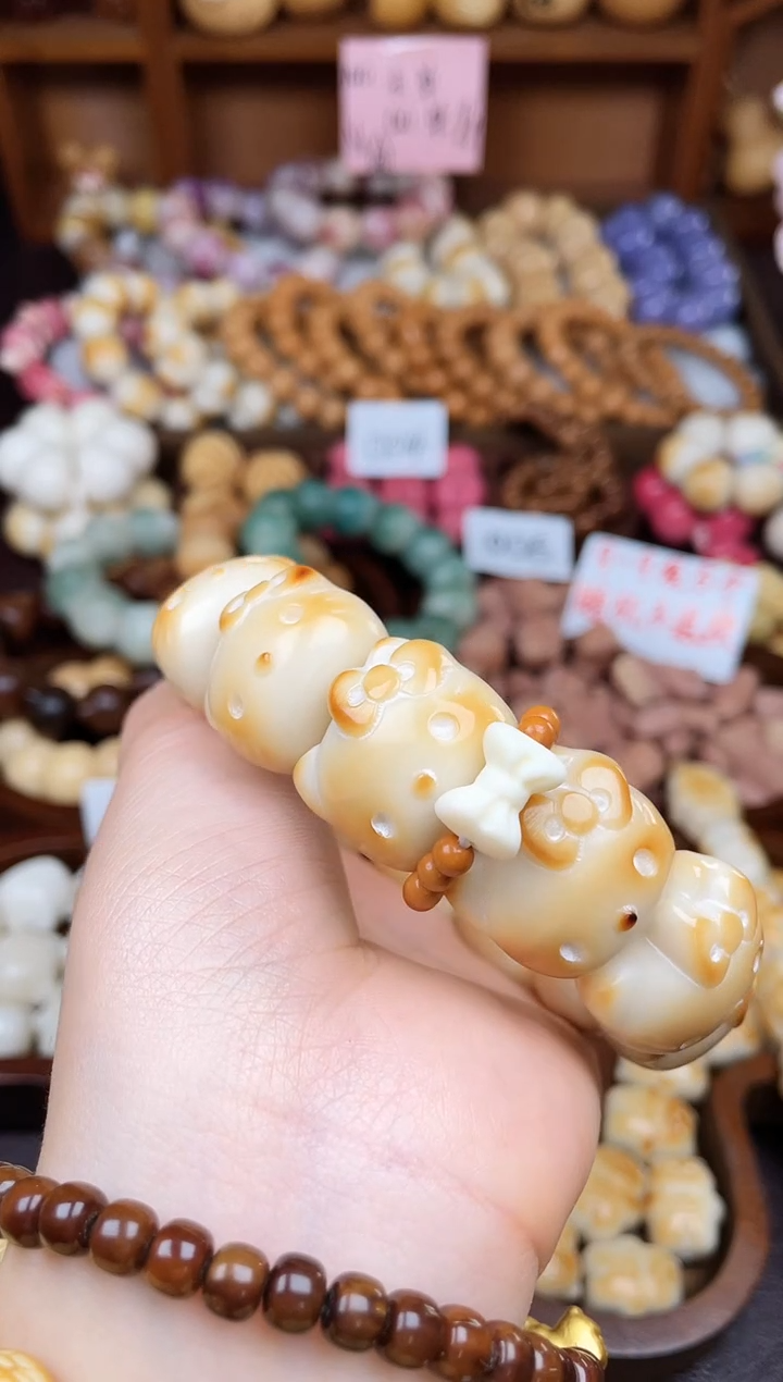 手串菩提根/象牙果QKT猫猫头+跑环单圈