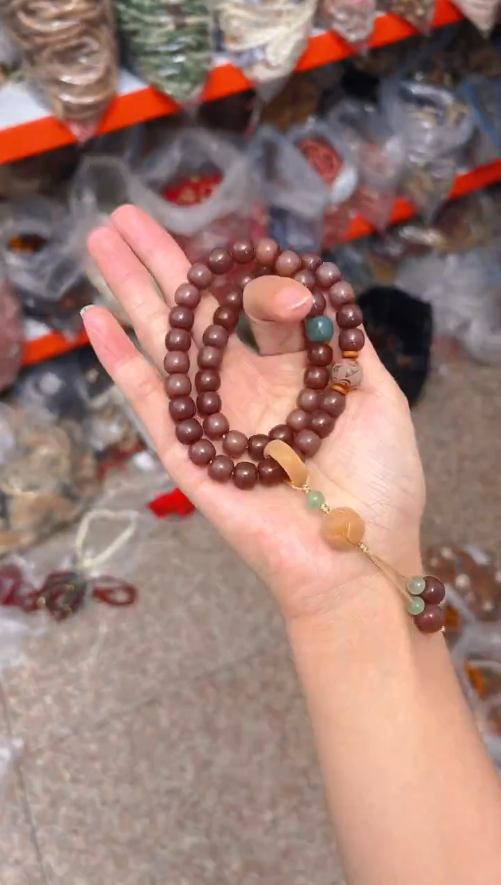 吊坠菩提根/象牙果紫色双圈 莲花手持