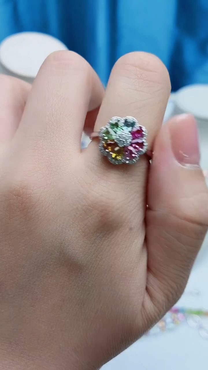 银S925镶嵌戒指碧玺053ZB1112产品一个（多样性）