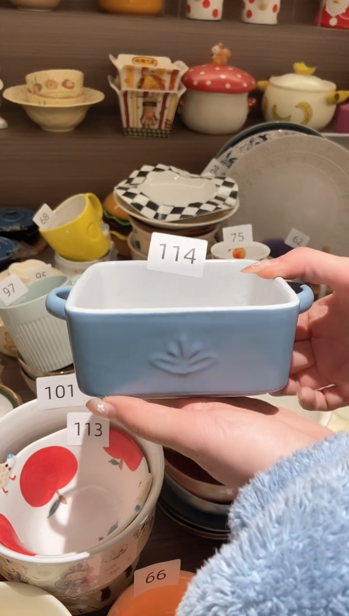 瓷114蓝色小烤盘 瑕疵