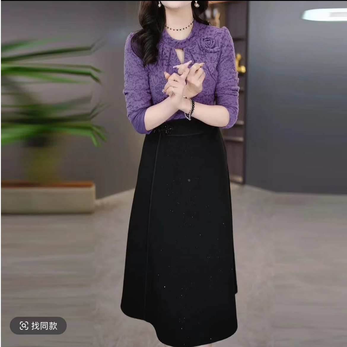 A49-A 春秋2025新款时尚舒适极简风百搭显瘦连衣裙